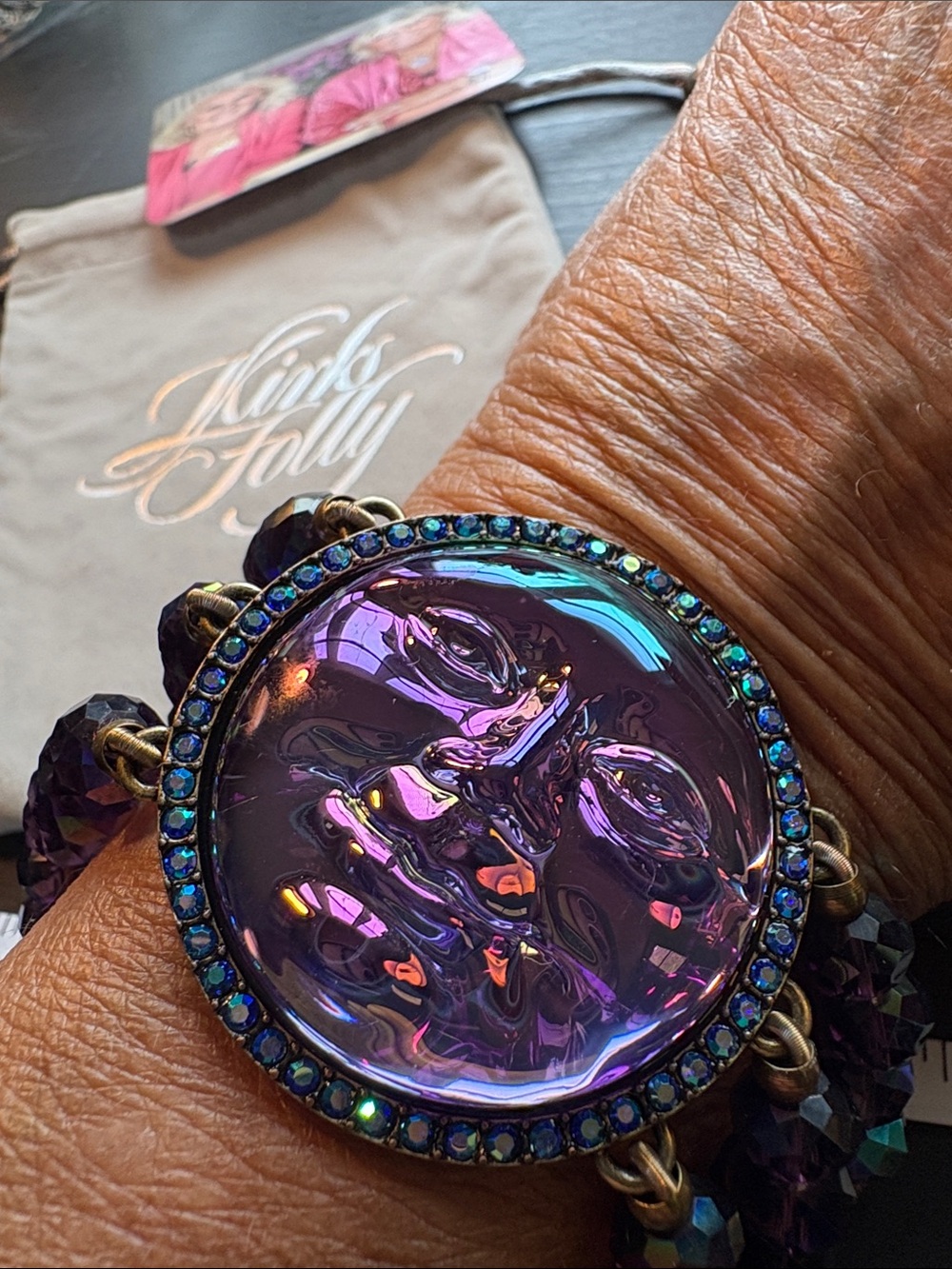 Kirks Folly Iridescent Purple Moon Face Bracelet - Picture 3 of 5